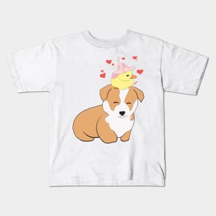 Corgi With Baby Chick Kids T-Shirt